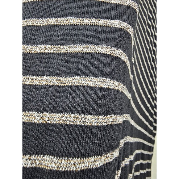 J Jill Wearever Collection Tunic Top Sz L Black Gray Stripe 3/4 Sleeve Stretch - Picture 4 of 6